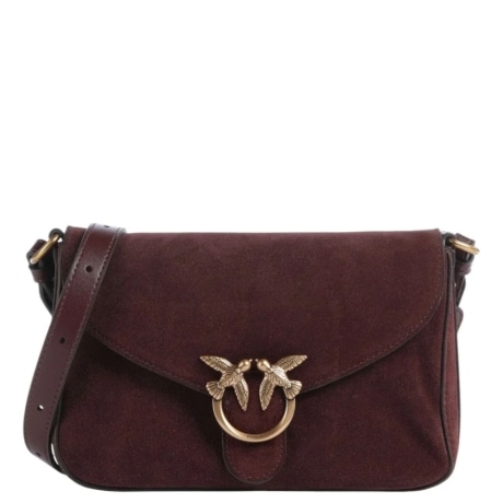 Borsa a Tracolla LOVE SATCHEL BIG in Suede Borgogna con Fibbia Love Birds