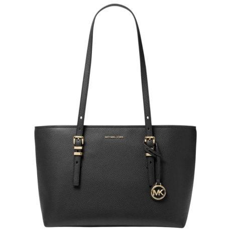 Borsa tote Quinn media in pelle martellata nera