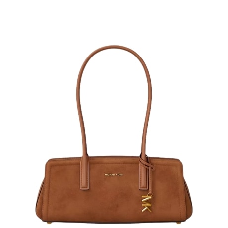 Borsa a spalla Laila piccola in pelle scamosciata cuoio