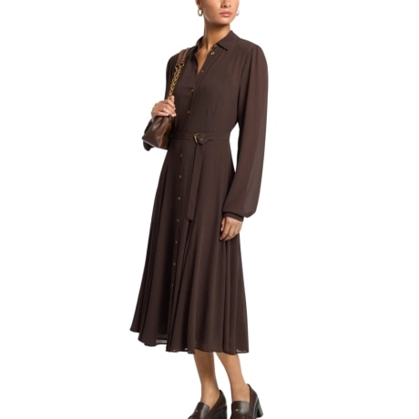 Abito chemisier in georgette CIOCCOLATO