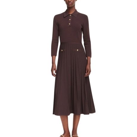 Abito polo in maglia stretch CIOCCOLATO