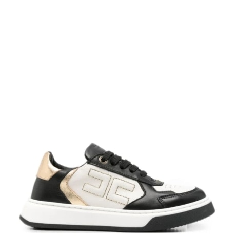 Sneakers per bambina bianche e nere con design a inserti
