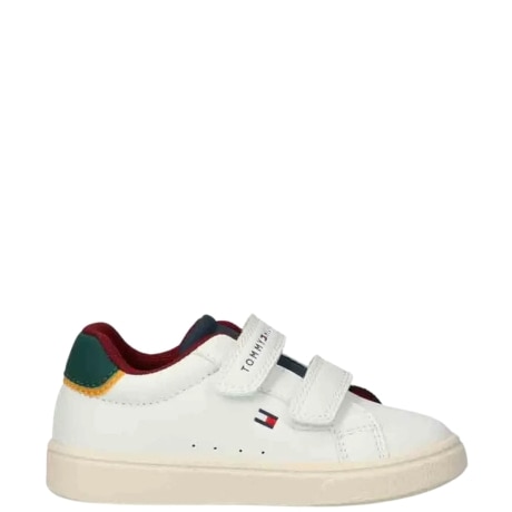 SNEAKERS BAMBINO con strappo in pelle bianca