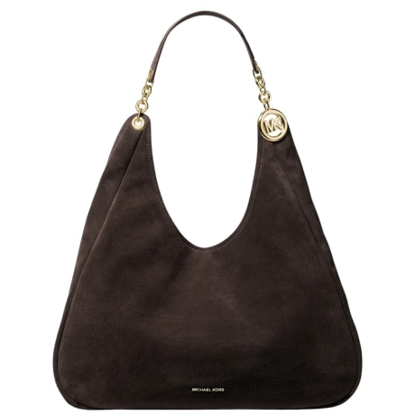 Borsa a spalla Ellie grande in pelle scamosciata cioccolato