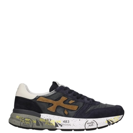 sneakers mick da uomo in pelle blu e verde