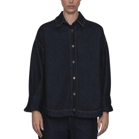 camicia in denim oversize cassandra denim blu