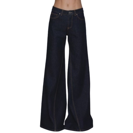jeans eos wide-leg in denim scuro a vita bassa
