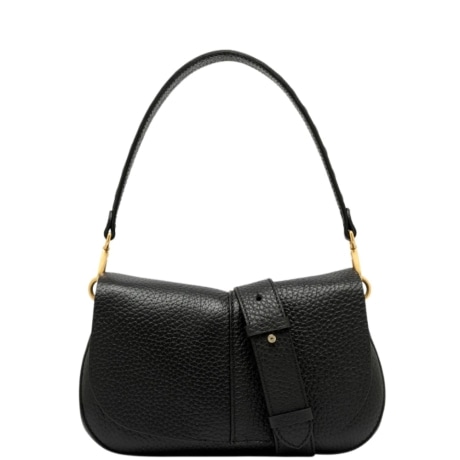 Borsa Crossbody Helena Round in Pelle Martellata Nero