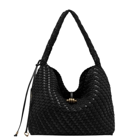 Borsa a Spalla AURELIE in Pelle Intrecciata NERO