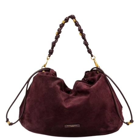 Borsa a Spalla Morgana in Pelle Scamosciata Borgogna