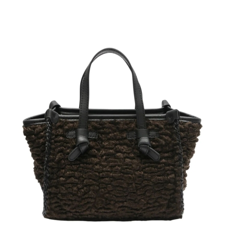 Borsa Miss Marcella Mini in Pelliccia Sintetica TESTA DI MORO