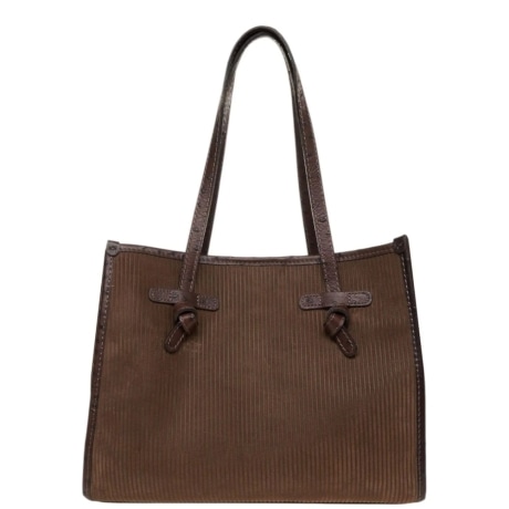 Borsa Shopping Marcella in Velluto a Coste Marrone