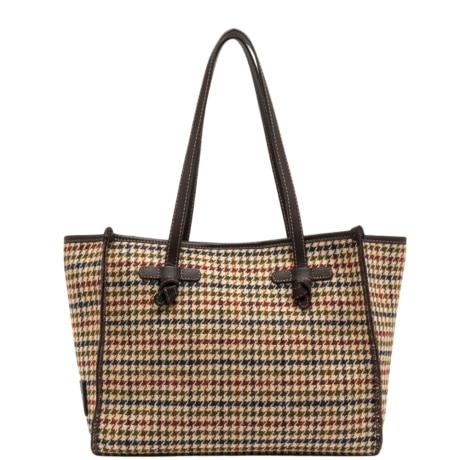 Borsa Shopping Marcella Club in Tessuto Pied de Poule Multicolor Beige