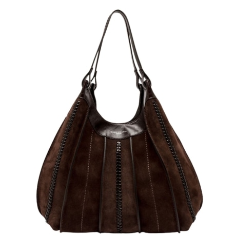 Borsa Shoulder Dua in Camoscio con Dettagli Intrecciati ESPRESSO