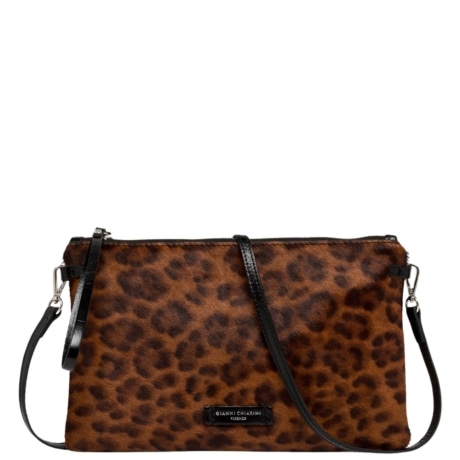 Pochette Hermy a Tracolla in Pelle Effetto Cavallino Animalier