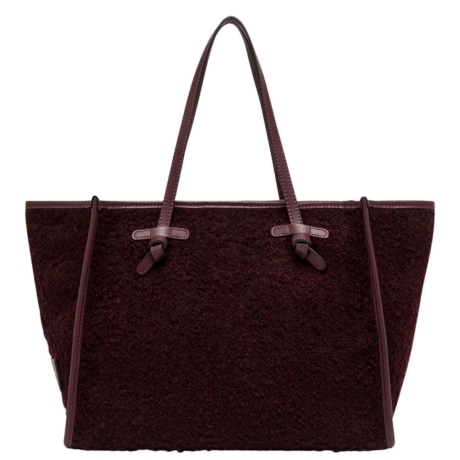 Borsa a Spalla in Tessuto Teddy ANTIQUE RUBY con Dettagli in Pelle