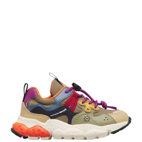 Sneaker YAMANO 3 in ecopelle e tessuto tecnico Beige Militare Navy
