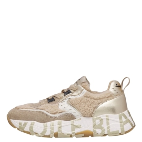 sneakers club105 in pelle e sintetico beige platino