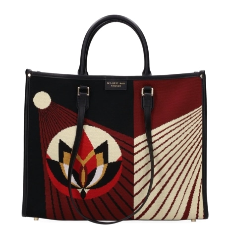 Borsa Shopping con Grafica Geometrica Multicolore