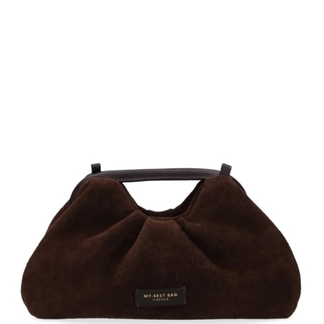 Borsa a Mano e Tracolla Donna in Camoscio Dark Brown