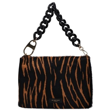 Borsa a Spalla Donna in Cavallino Animalier con Tracolla a Catena