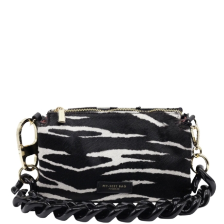 Tracolla in Cavallino Animalier White e Black