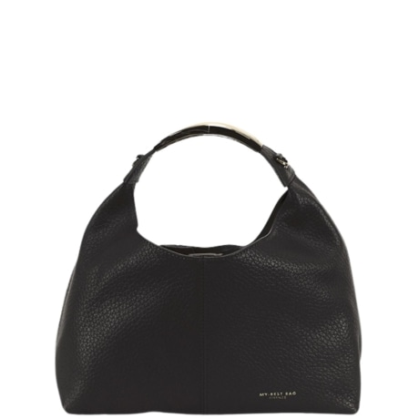 Borsa a Spalla Hobo Media in Pelle Martellata Nera