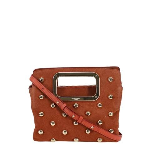 Borsa a Mano e Tracolla in Camoscio Color Rame con Borchie