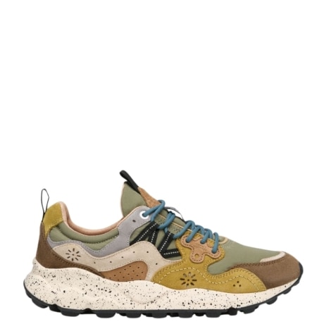 Sneakers YAMANO 3 in suede e tessuto tecnico Marrone Verde Cognac