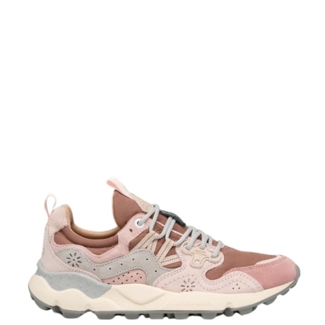 Sneakers YAMANO 3 in suede e tessuto tecnico Rosa Grigio Bianco