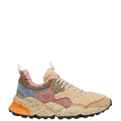 Sneakers KOTETSU in suede e lana Rosa Beige Arancione