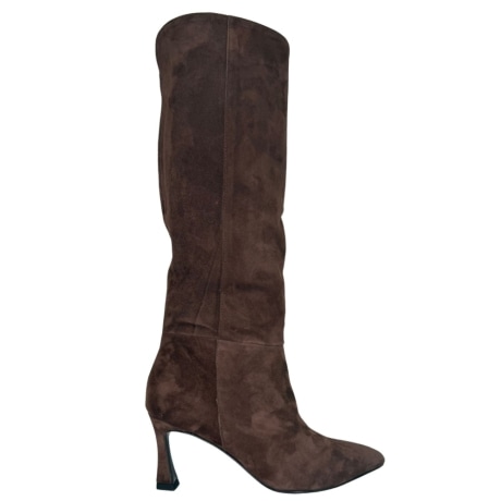 Stivale Alto Suede CACAO a Punta con Tacco Medio