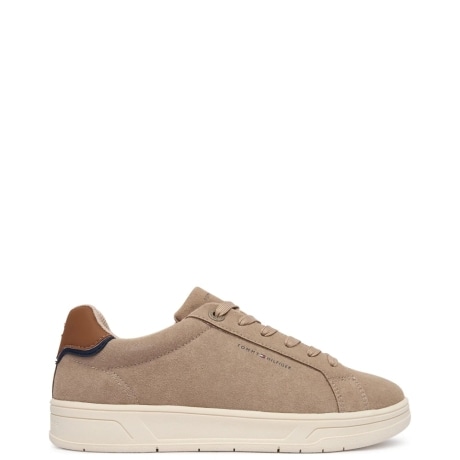 Sneakers in Camoscio Color Talpa con Dettaglio Cuoio