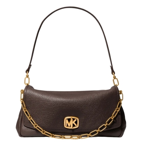 Borsa a spalla Bryant convertibile grande in pelle testurizzata CHOCOLATE