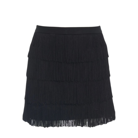 Minigonna con frange nera