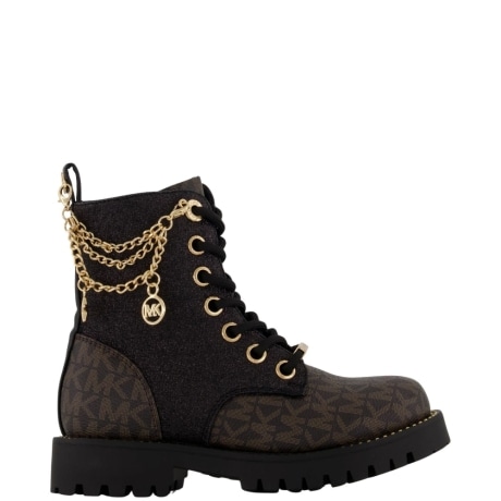 Stivaletti KALINA CHARM con Logo MK, Glitter e Catene Brown Black