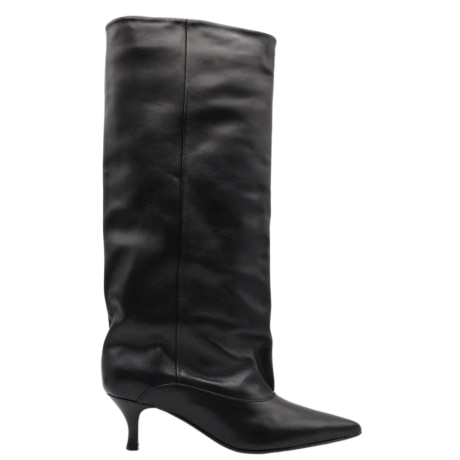 stivale alto da donna in pelle nera