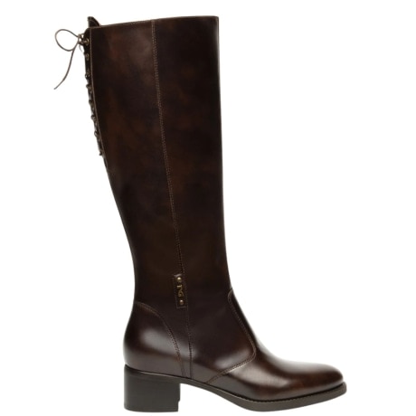 Stivale Donna Marrone Scuro in Pelle con Allacciatura Posteriore