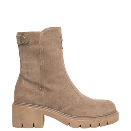 Stivaletto Donna in Camoscio Taupe con Suola Cararmato e Tacco Medio
