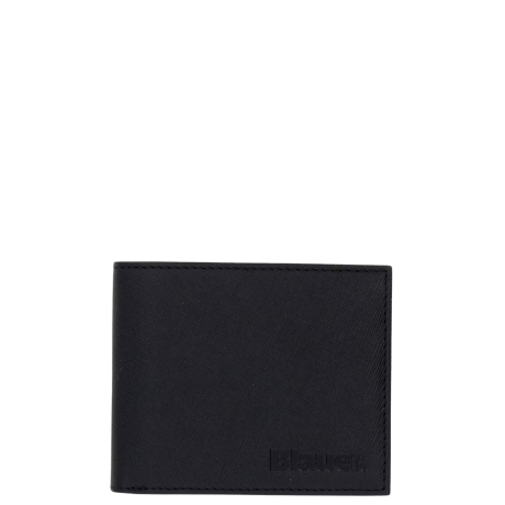 Portafoglio Uomo in Pelle Saffiano con Logo Impresso Nero