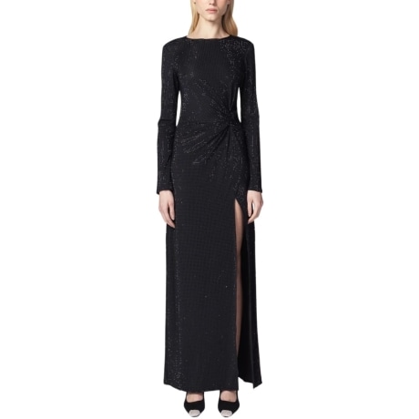 Vestito lungo ZINAE nero rivestito di strass
