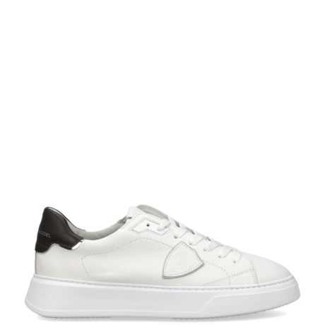 Sneaker Temple in Pelle Bianca con Talloncino Marrone