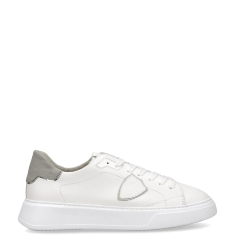 Sneaker Temple in Pelle Bianca con Talloncino Grigio