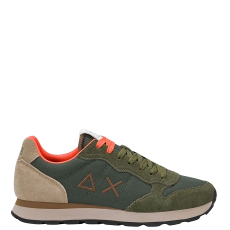 Sneaker Tom Multicolor in nylon e suede verde militare scuro