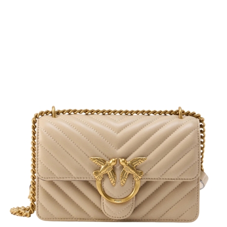 Borsa LOVE ONE MINI DC SHEEP NAPPA CHEVRON con Tracolla a Catena Beige