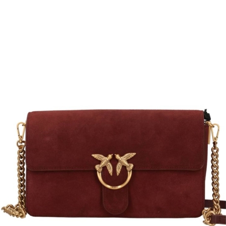 Borsa Tracolla LOVE ONE SLOUCHY CL SMALL  in Camoscio con Fibbia Love Birds Borgogna